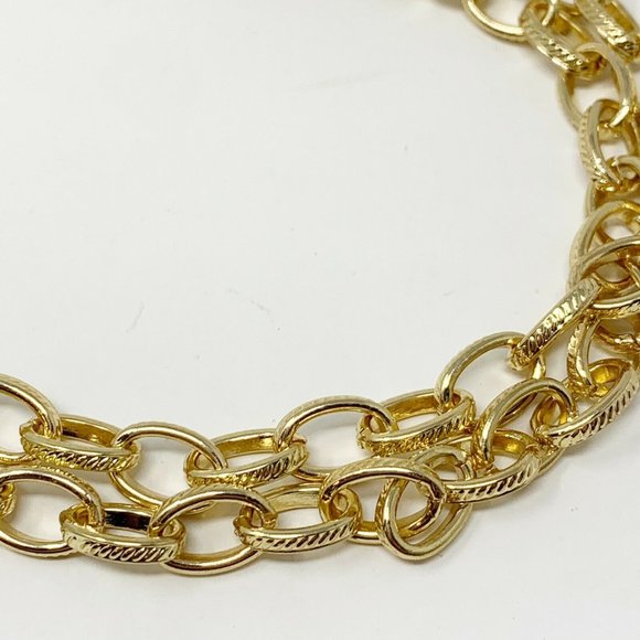 Womens Chain Link Necklace Gold Tone Chunky - Picture 2 of 4